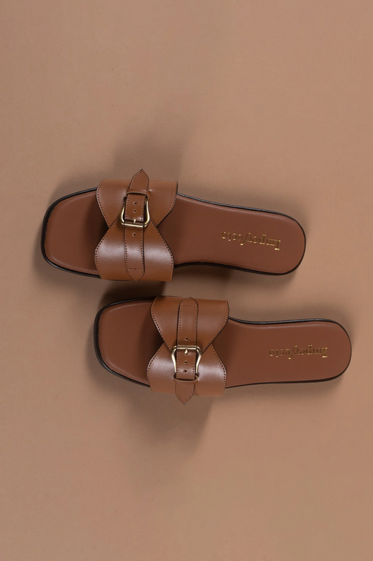 Elevate Your Monsoon Style with Tan Chic Buckle Sandals: The Perfect Blend of Comfort and Fashion