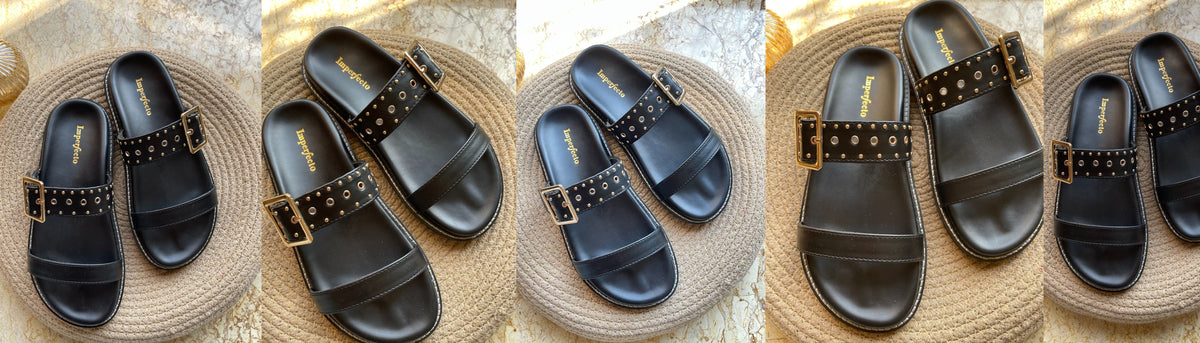 Taylor Swift Two-Strap Sliders in Black – Comfort & Style – Imperfecto
