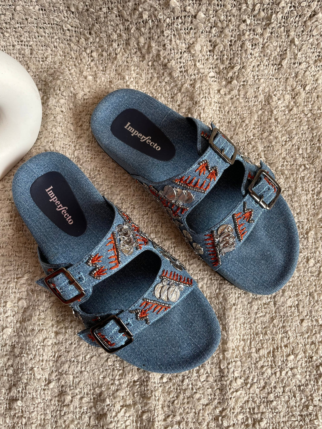 Rain-Ready and Stylish: Discover the Denim Boho Embroidery Slides