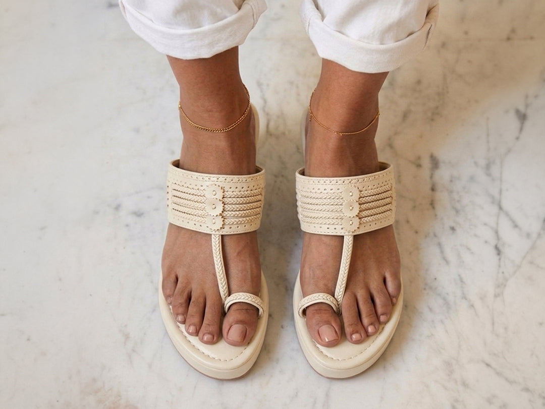 Kolhapuri Wedge - Ivory
