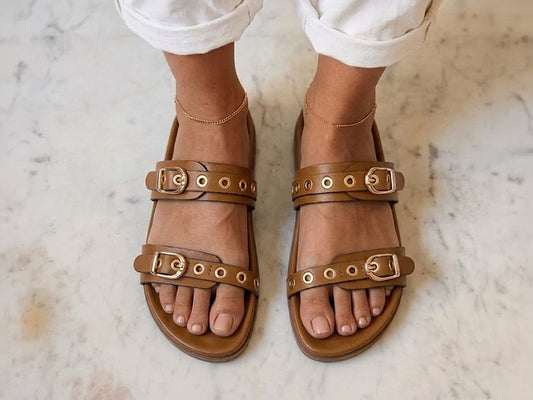Rivet Tan Swifty Sandals