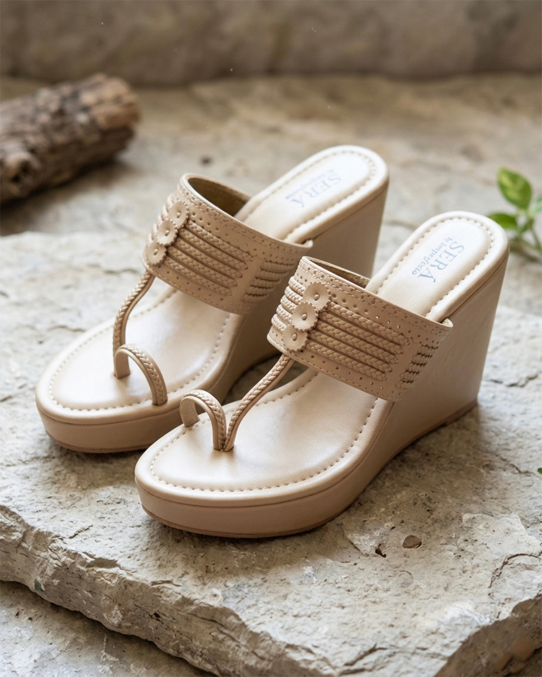 Kolhapuri Wedge - Ivory