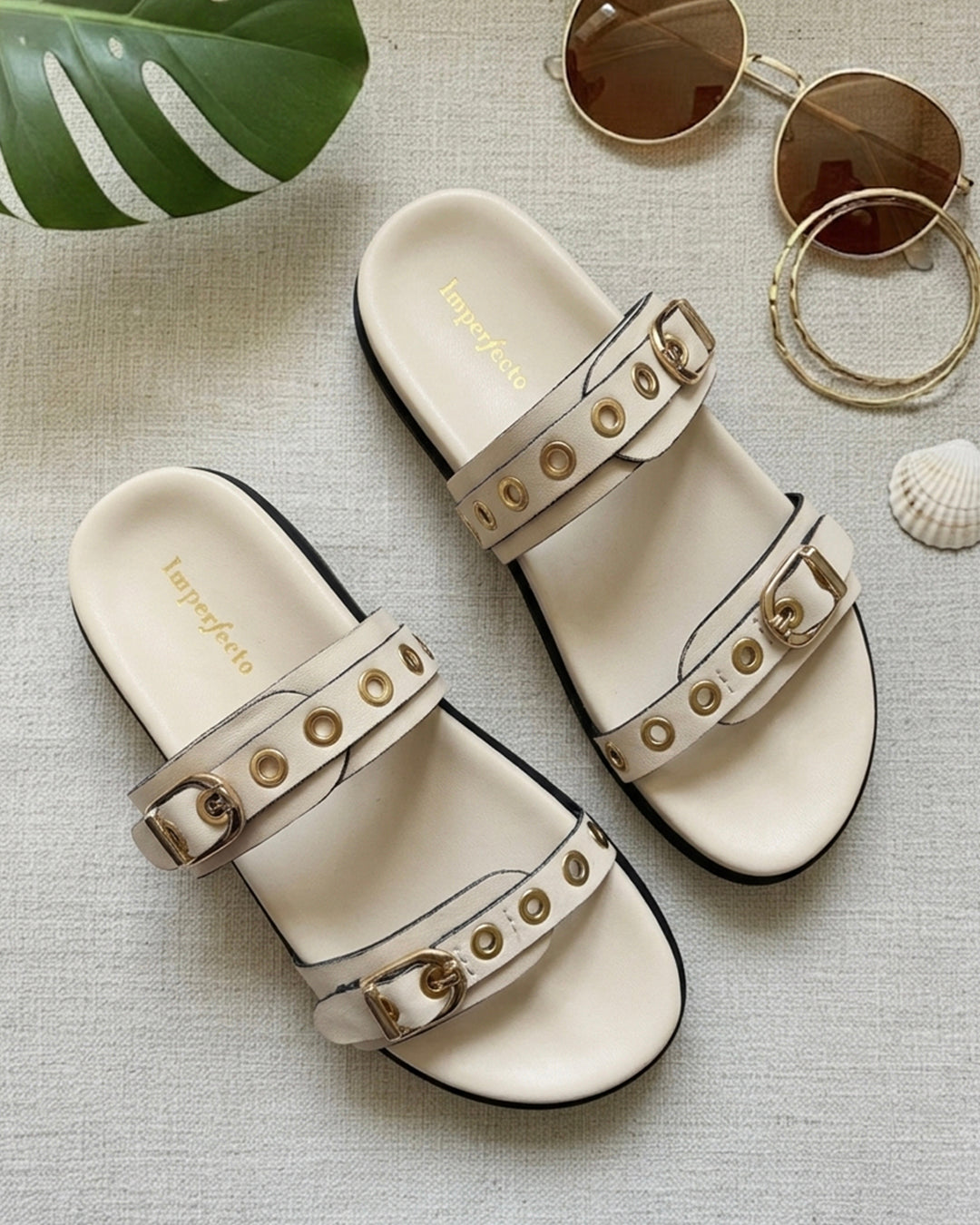 Rivet Ivory Swifty Sandals
