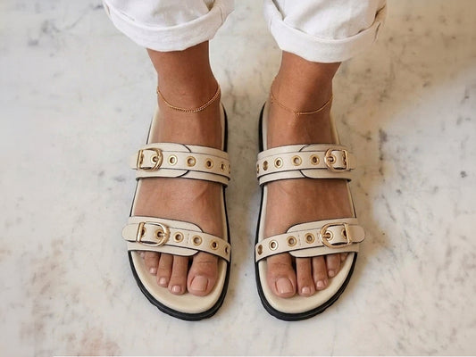 Rivet Ivory Swifty Sandals