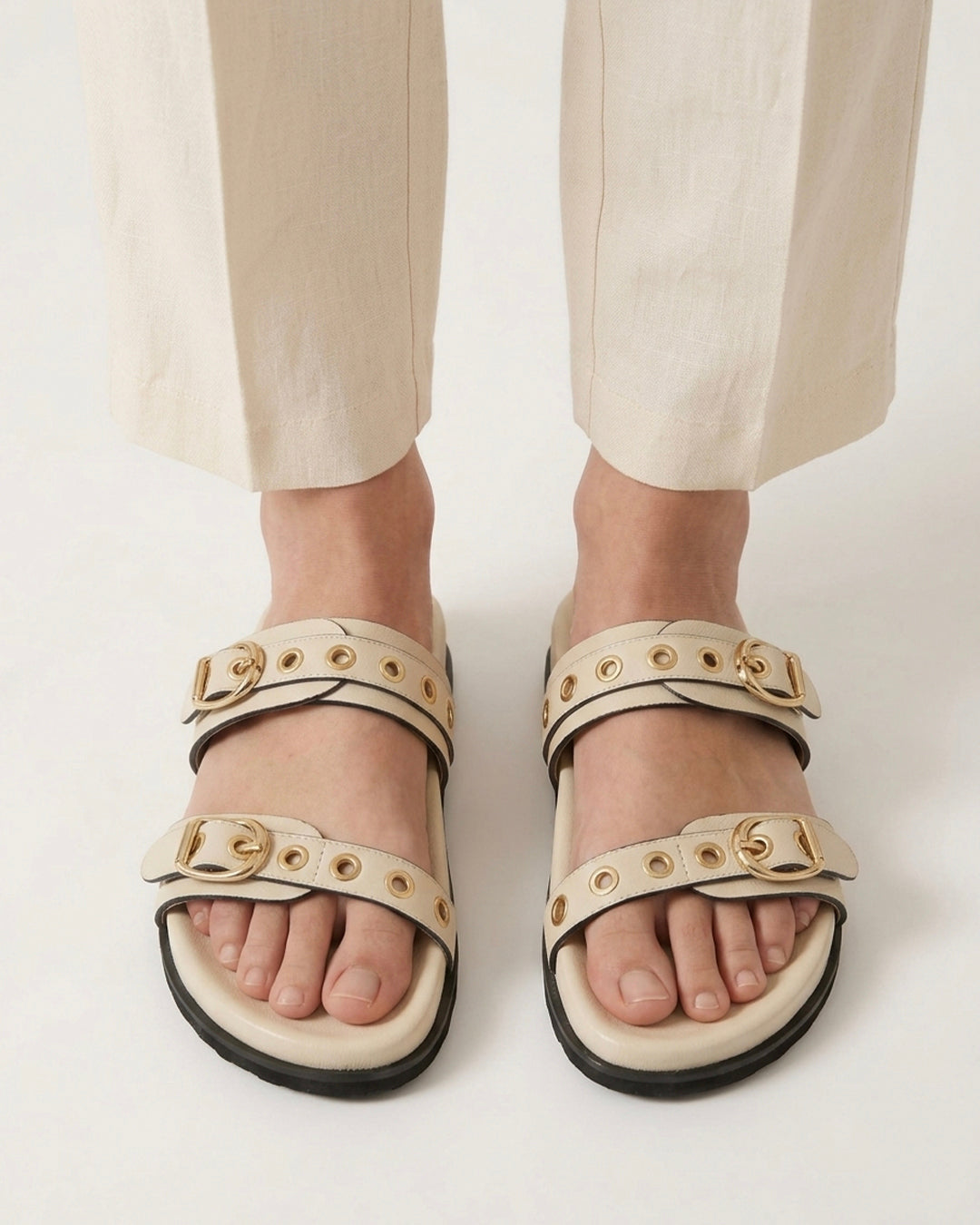 Rivet Ivory Swifty Sandals