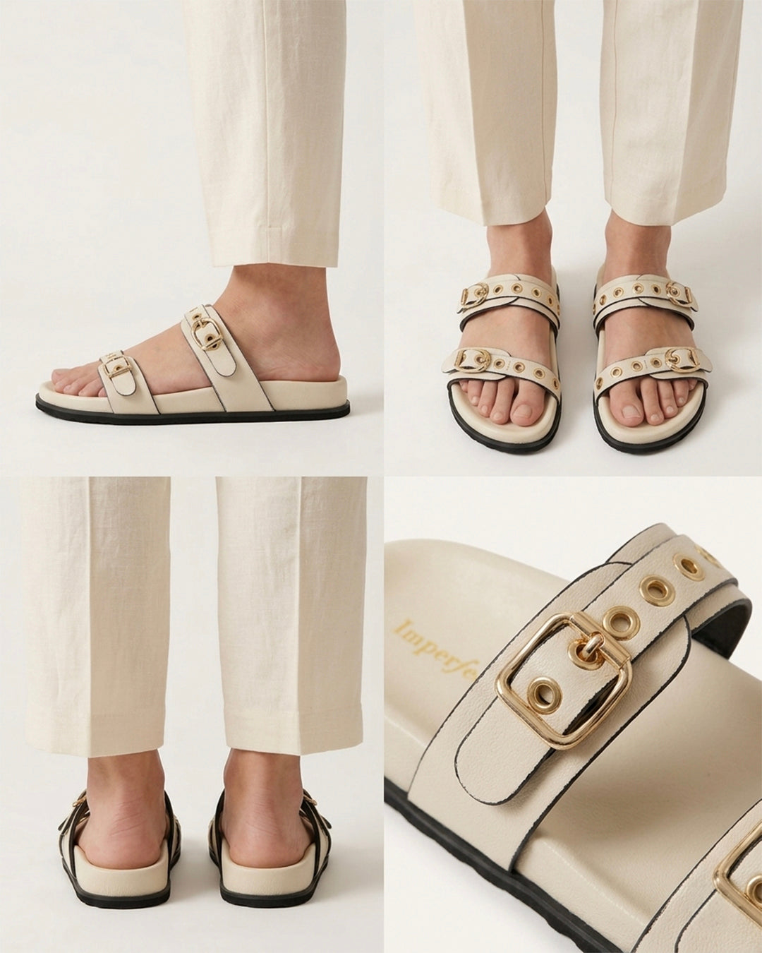 Rivet Ivory Swifty Sandals