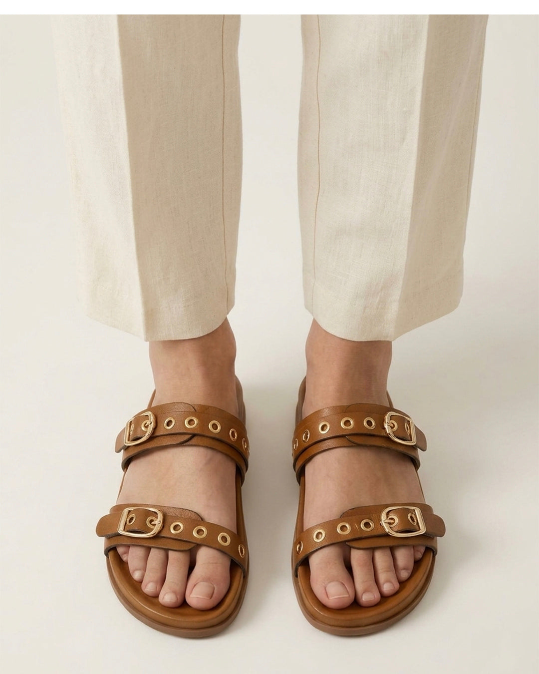 Rivet Tan Swifty Sandals