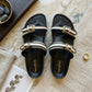 Canvas Two Strap Buckle Slider - Black