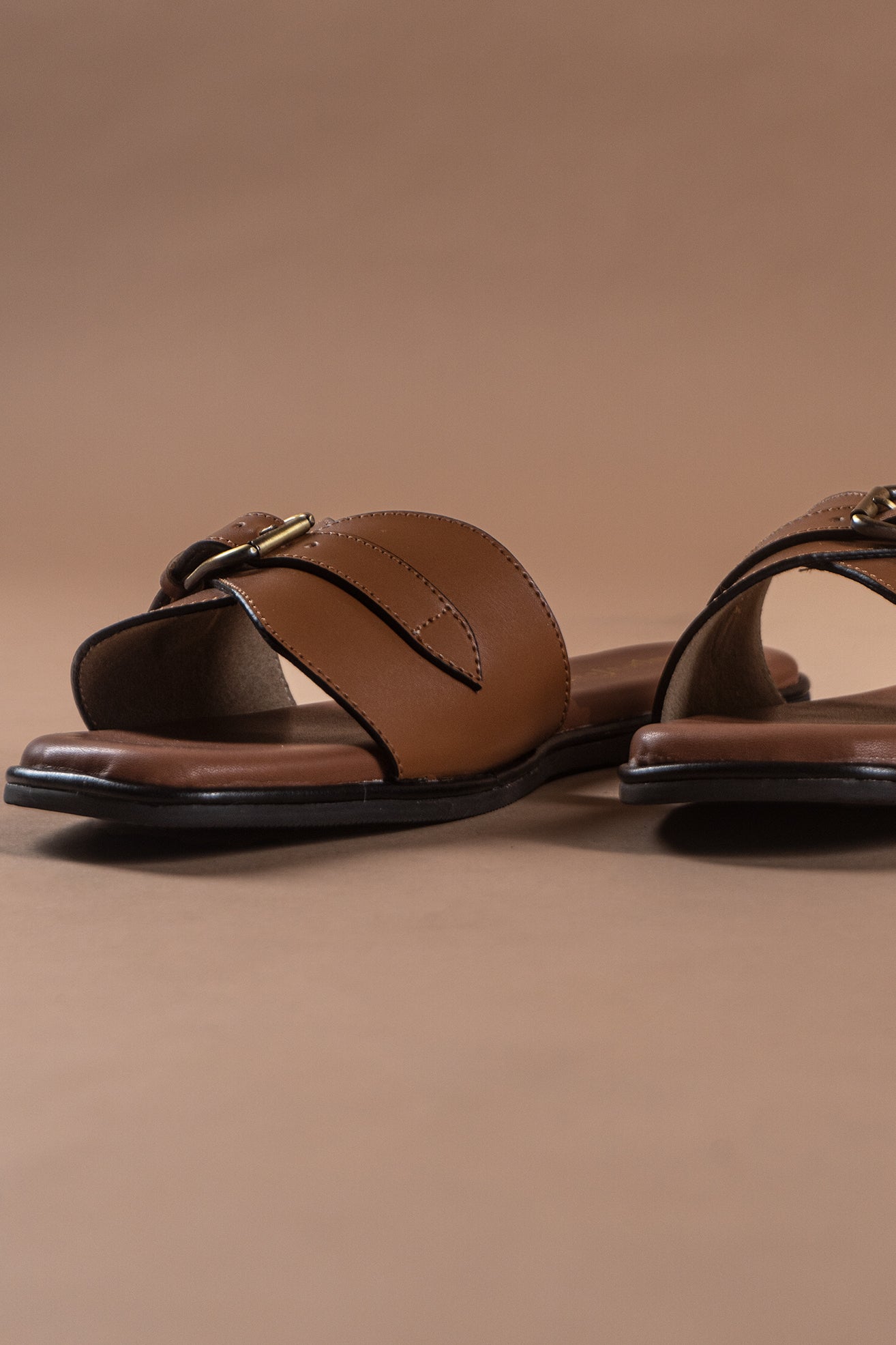 Tan Chic Buckle Sandals