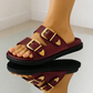 Swifty Sandals - Maroon Gold Buckle