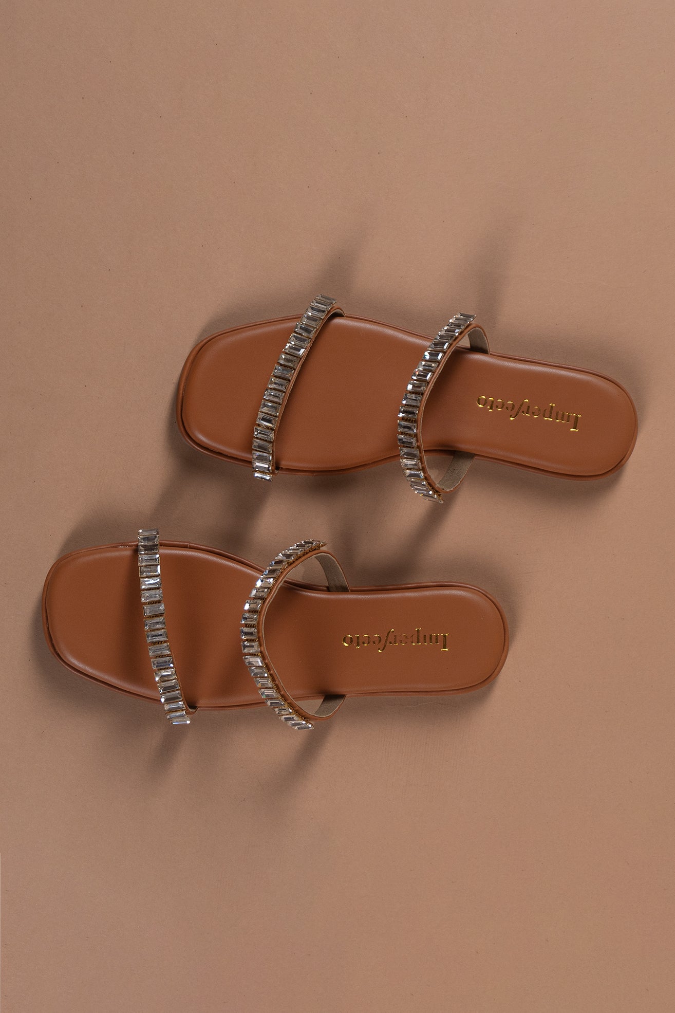 Strappy Embellished Tan Sandals