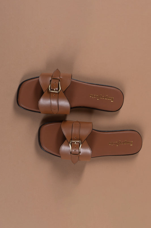 Tan Chic Buckle Sandals