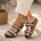 Canvas Two Strap Buckle Slider - Black