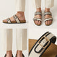 Canvas Two Strap Buckle Slider - Black