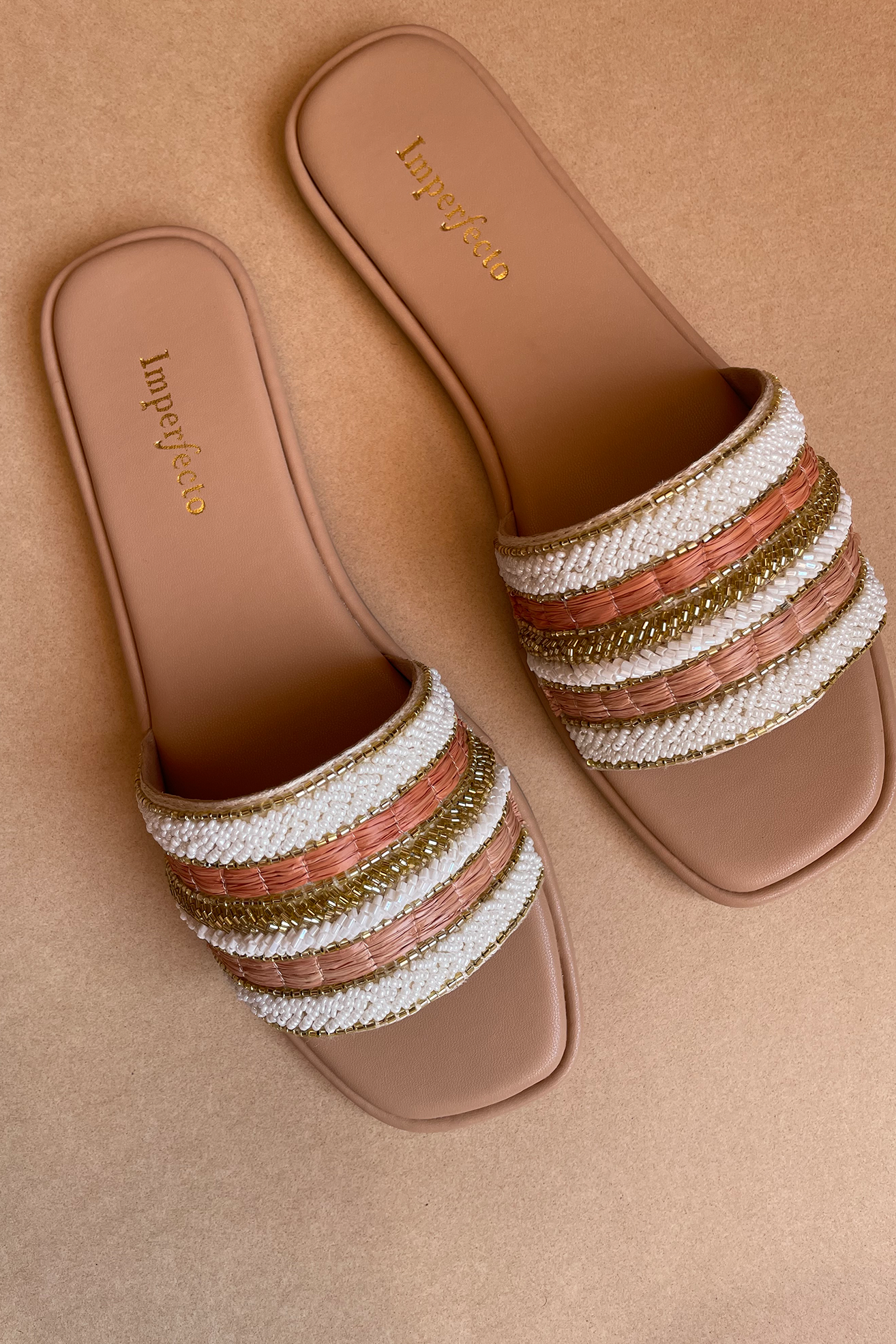 Coral Crush Embroidered Sandals