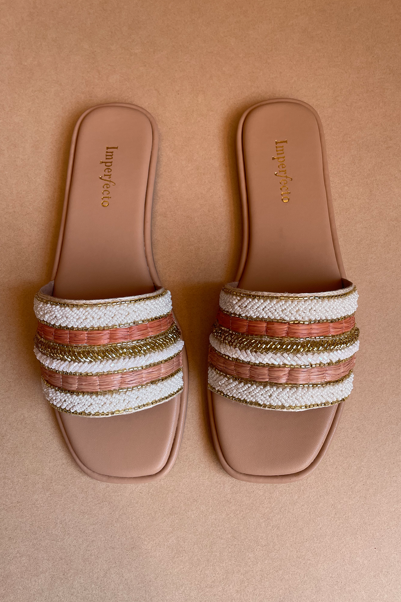 Coral Crush Embroidered Sandals