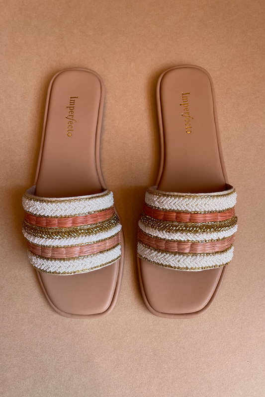 Coral Crush Embroidered Sandals