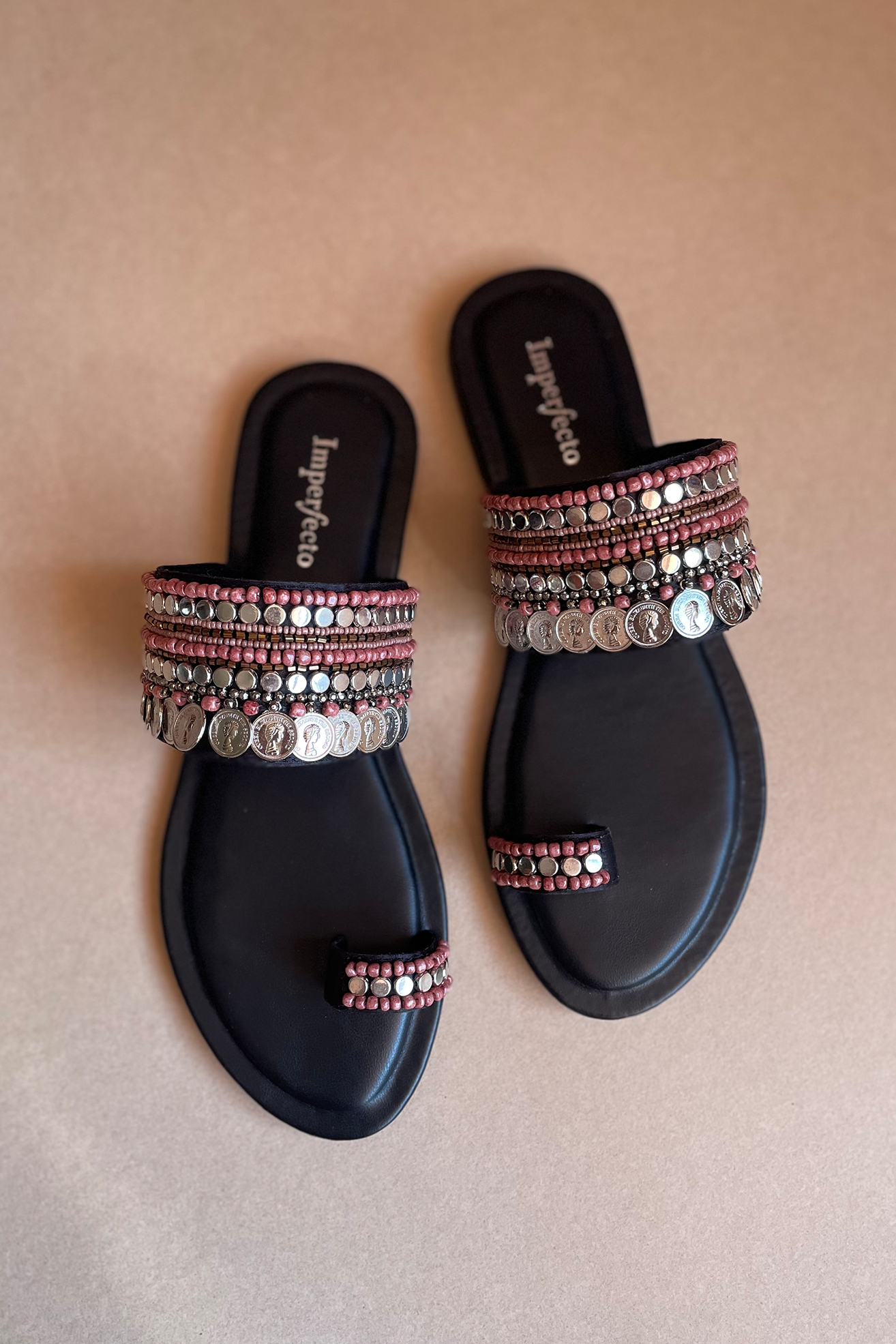 Midnight Boho Kolhapuri Flats