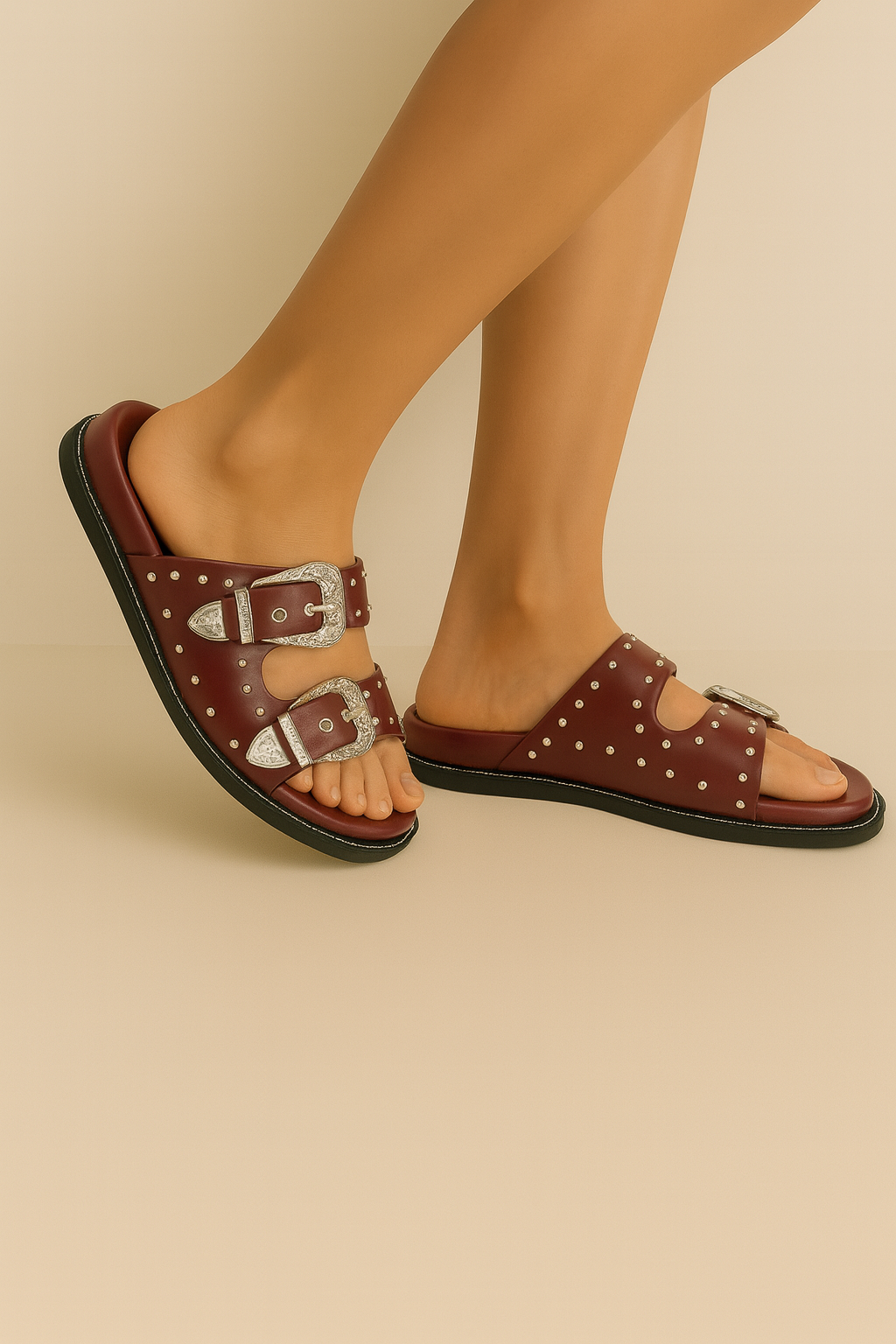 Swifty Slider Sandals - Maroon