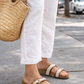 Canvas Two Strap Buckle Slider - Tan