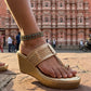 Kolhapuri Wedge - Champagne Gold