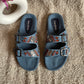 Denim Boho Embroidery Slides