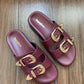 Swifty Sandals - Maroon Gold Buckle