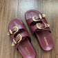 Swifty Sandals - Maroon Gold Buckle