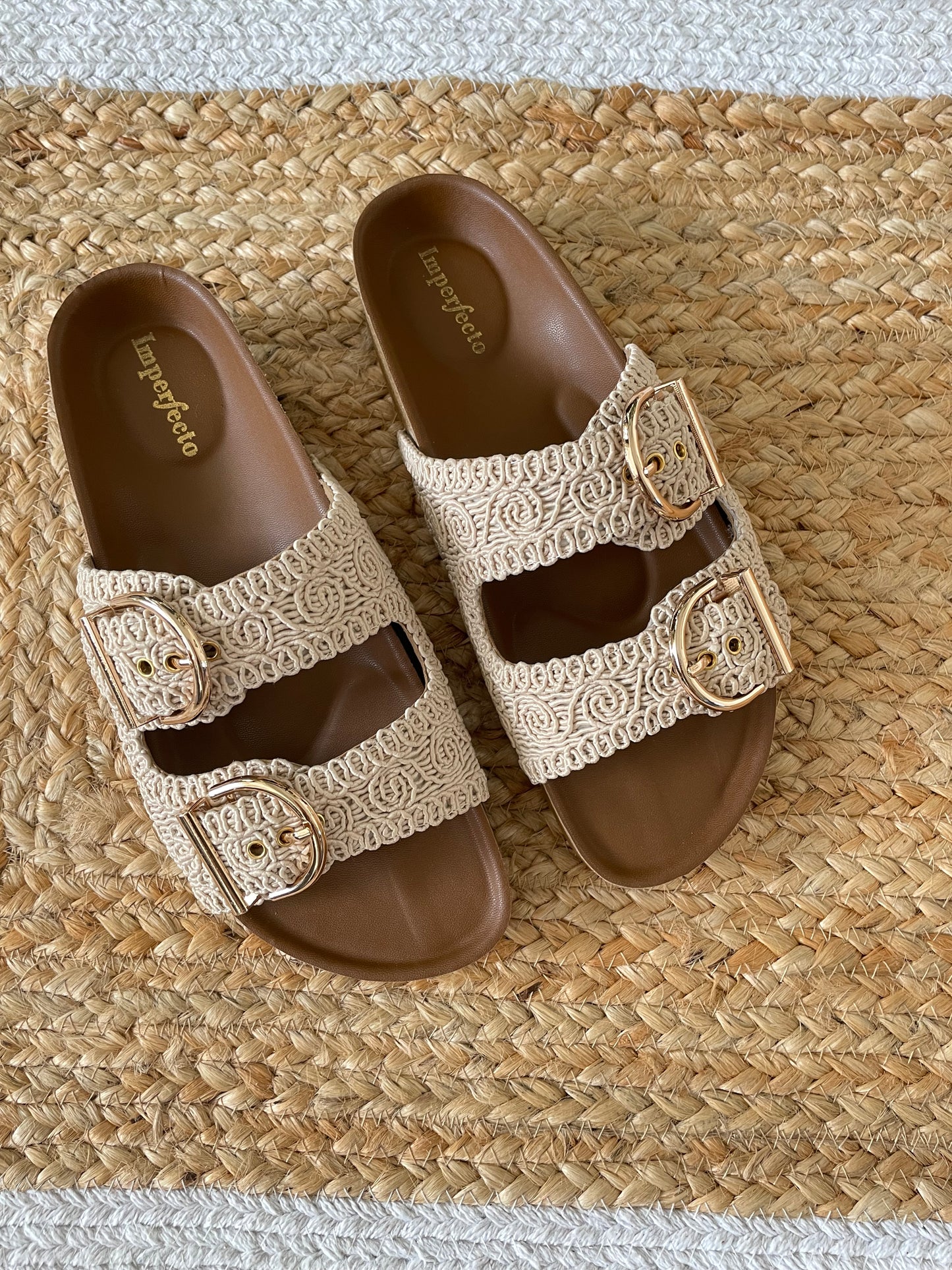 Kendal Raffia Two Strap Sliders