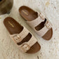 Kendal Raffia Two Strap Sliders