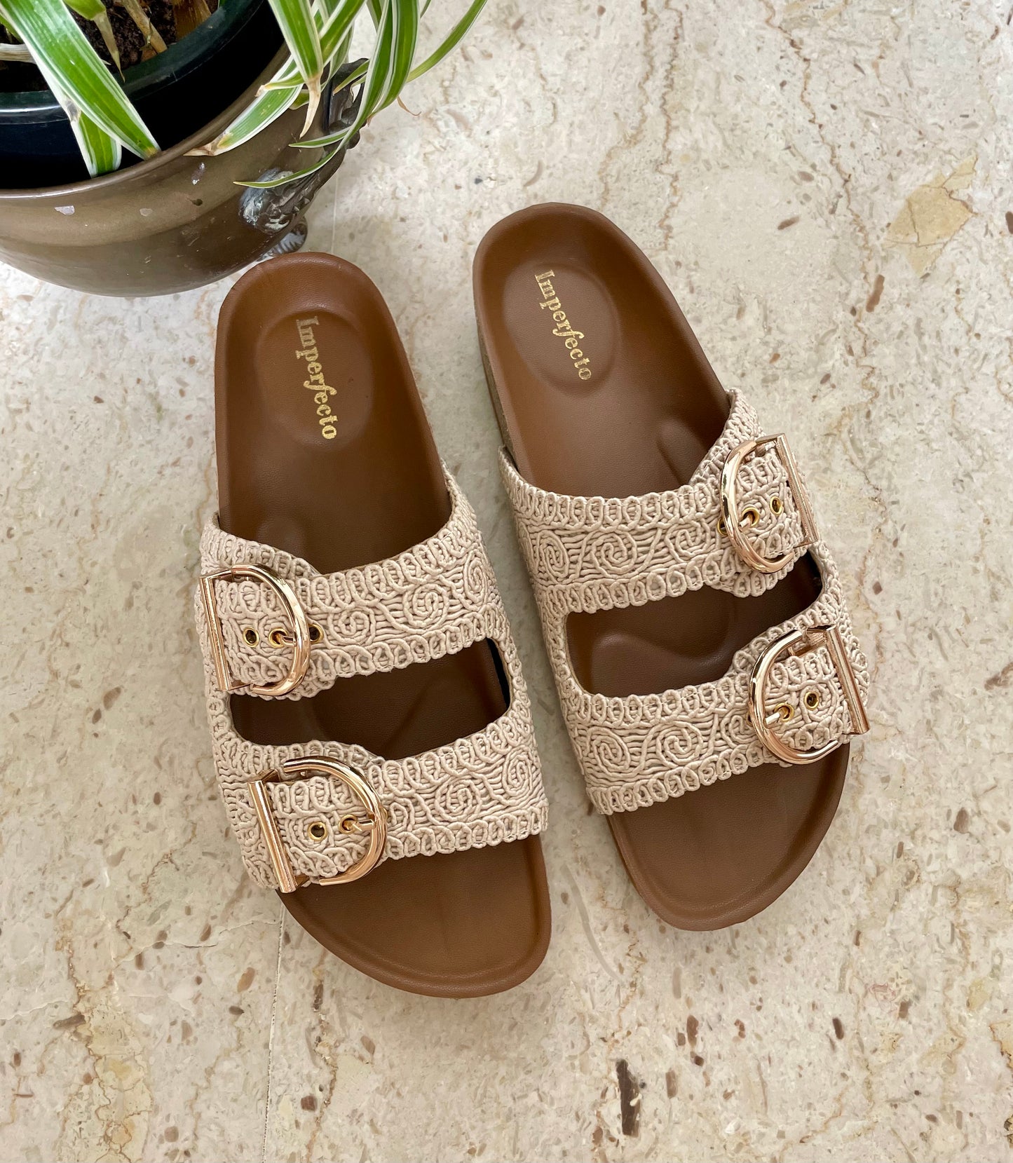 Kendal Raffia Two Strap Sliders