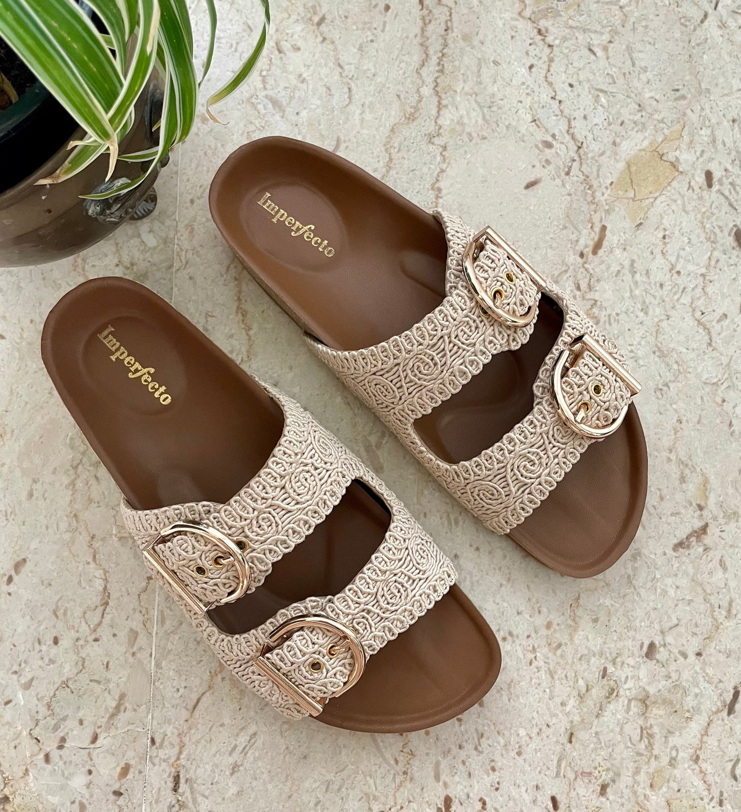 Kendal Raffia Two Strap Sliders