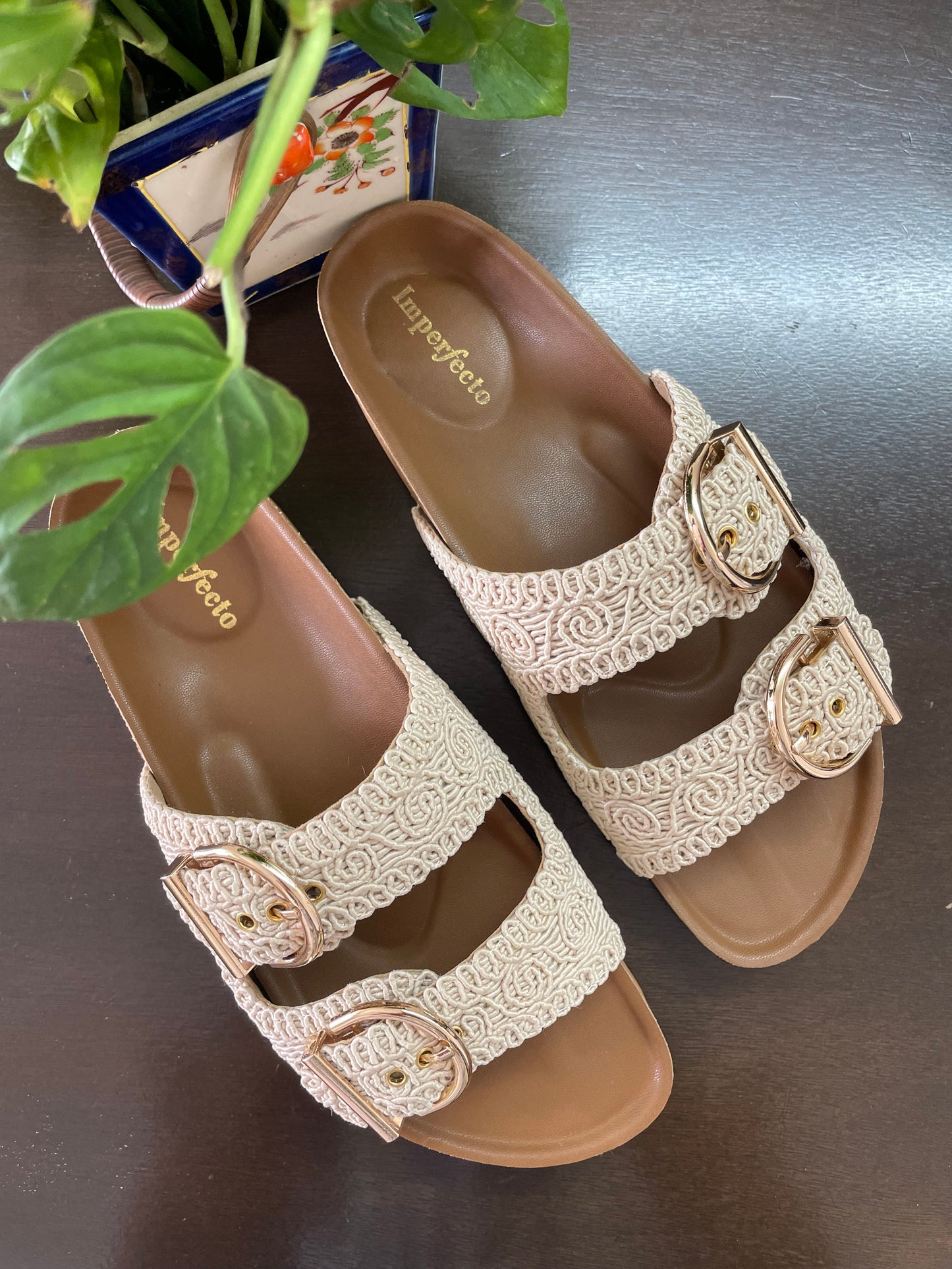 Kendal Raffia Two Strap Sliders