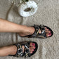 Embroidery Alia Slides - Black