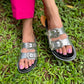 White Silver Buckle Sandals