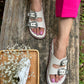 White Silver Buckle Sandals