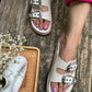 White Silver Buckle Sandals