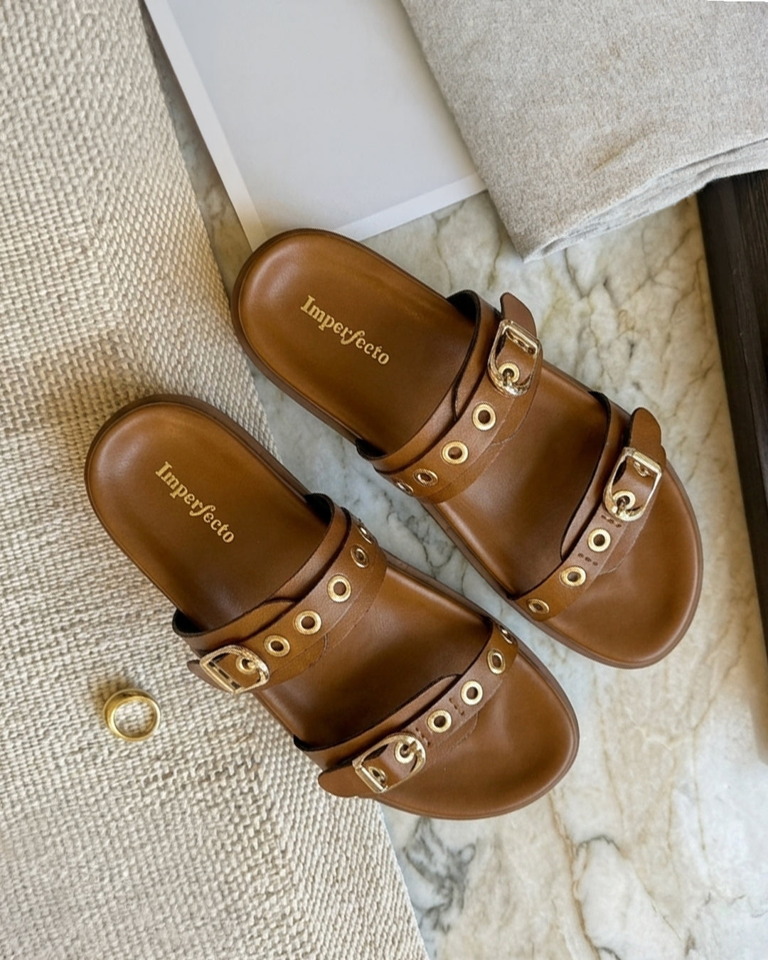 Rivet Tan Swifty Sandals