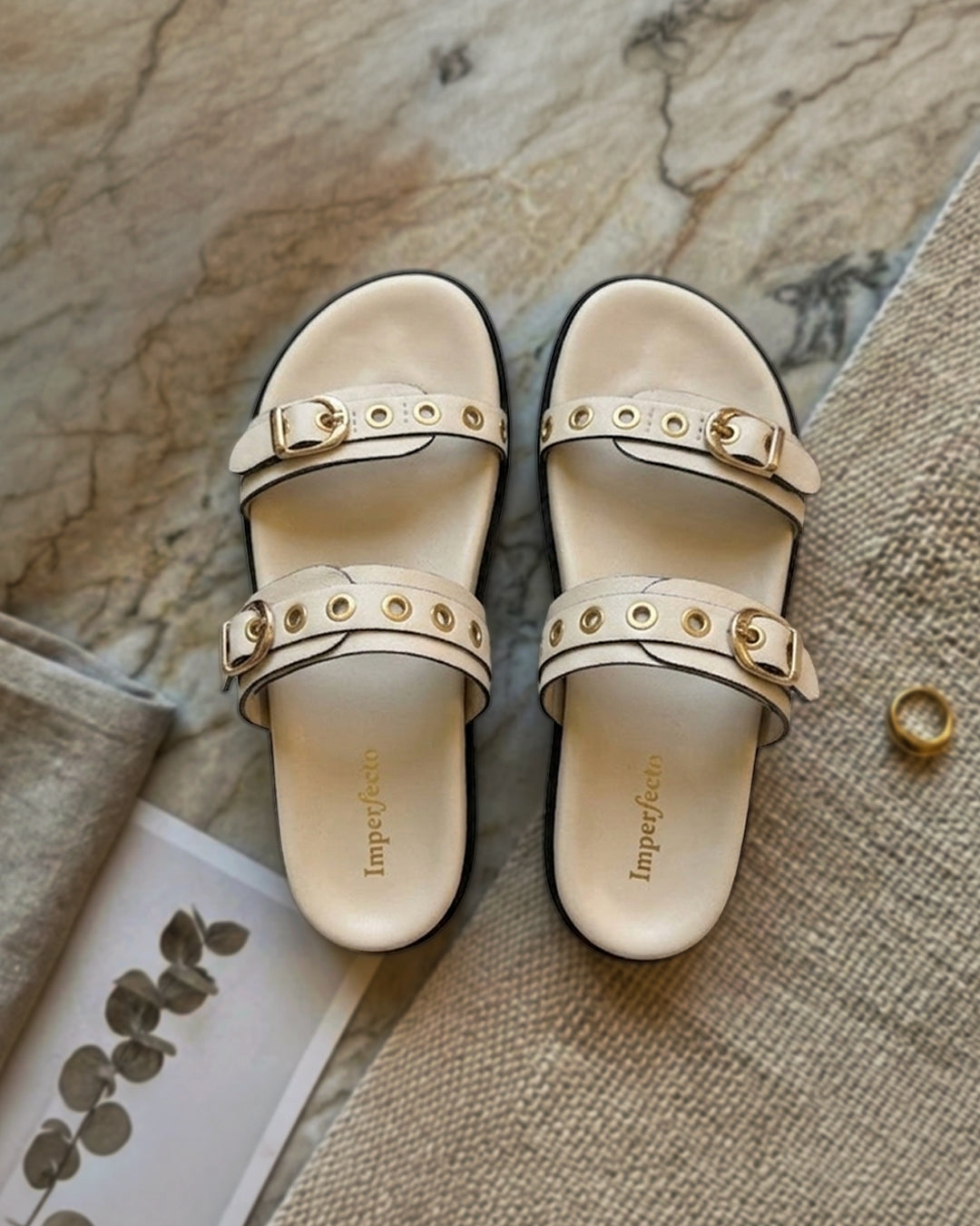Rivet Ivory Swifty Sandals