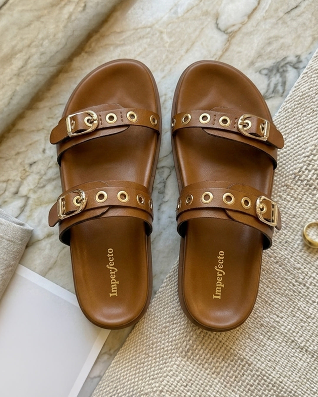 Rivet Tan Swifty Sandals