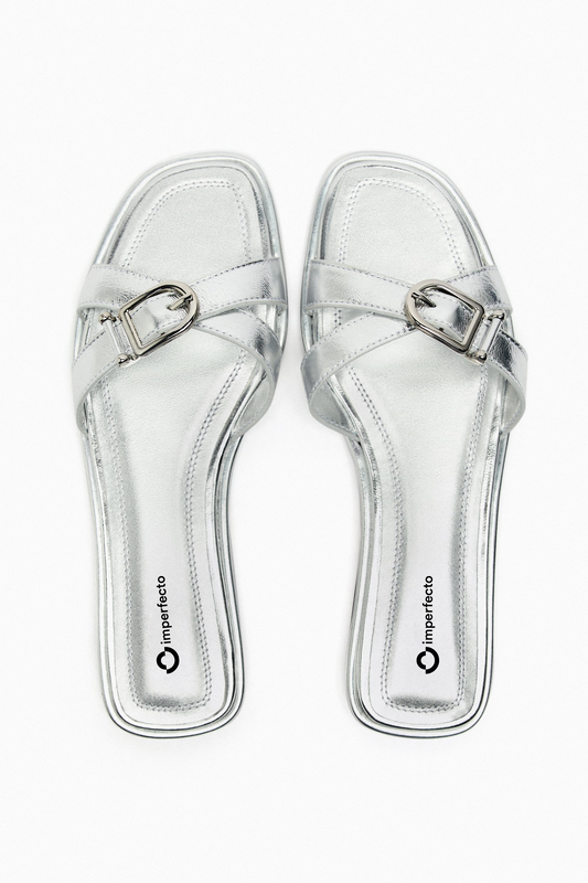 lliana Strappy Slide Sandals - Silver