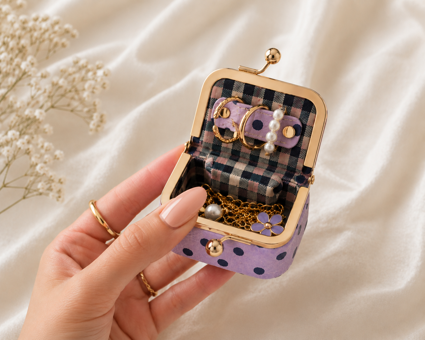 Purple Polka Jewelry Case