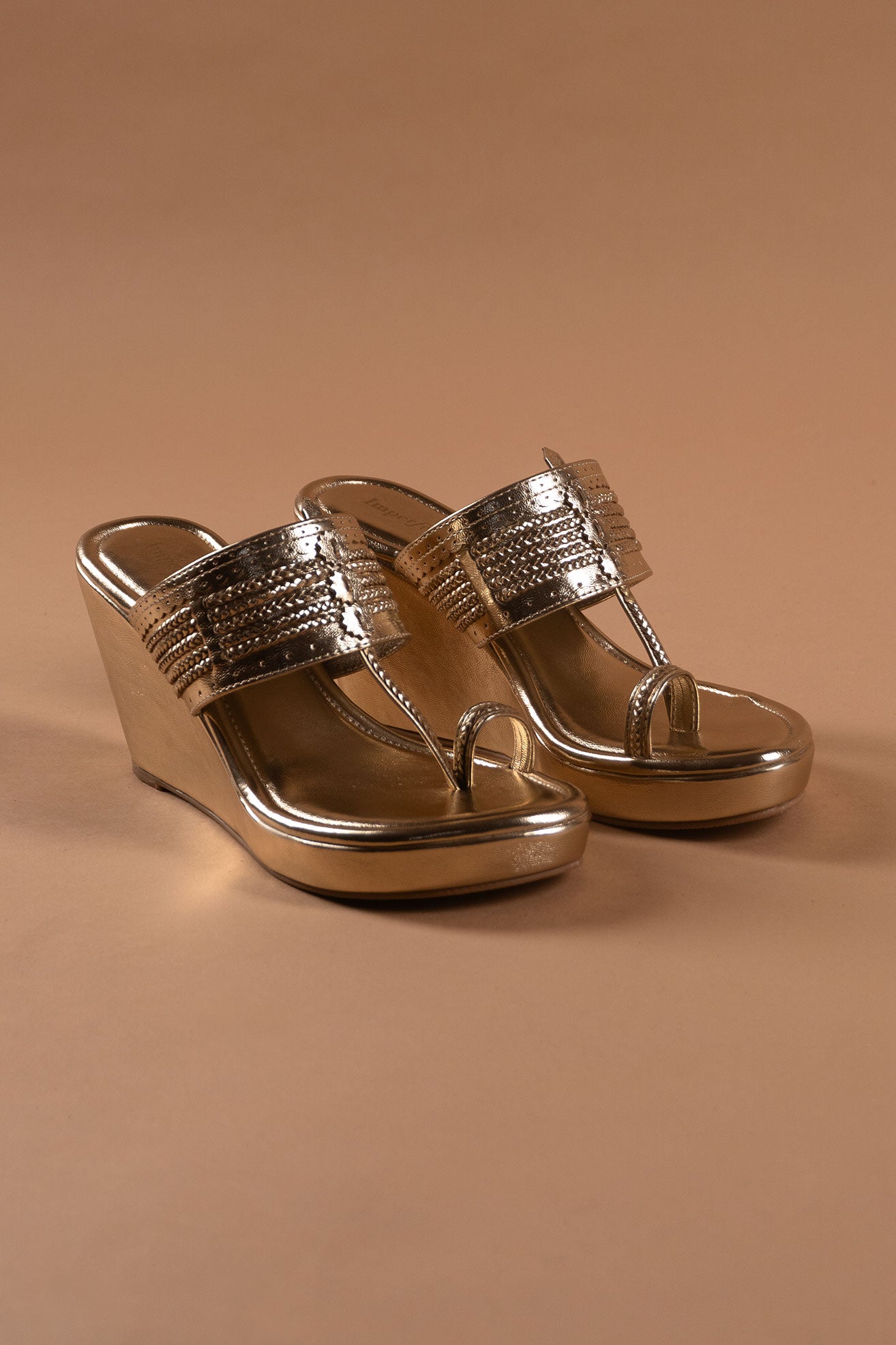 Champagne Gold Kolhapuri Wedge