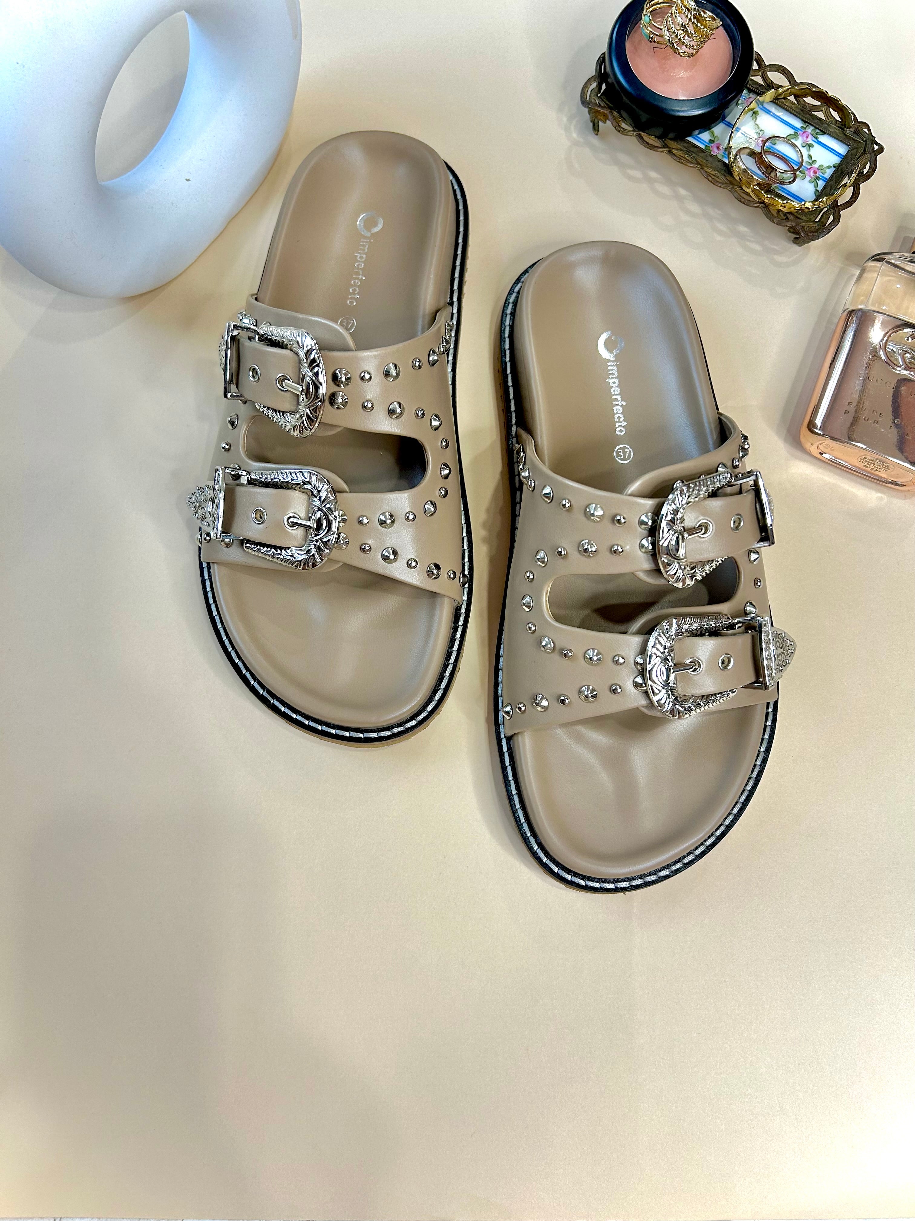 Taupe best sale slide sandals