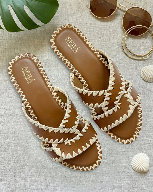 Raffia Breeze Sandals - Tan
