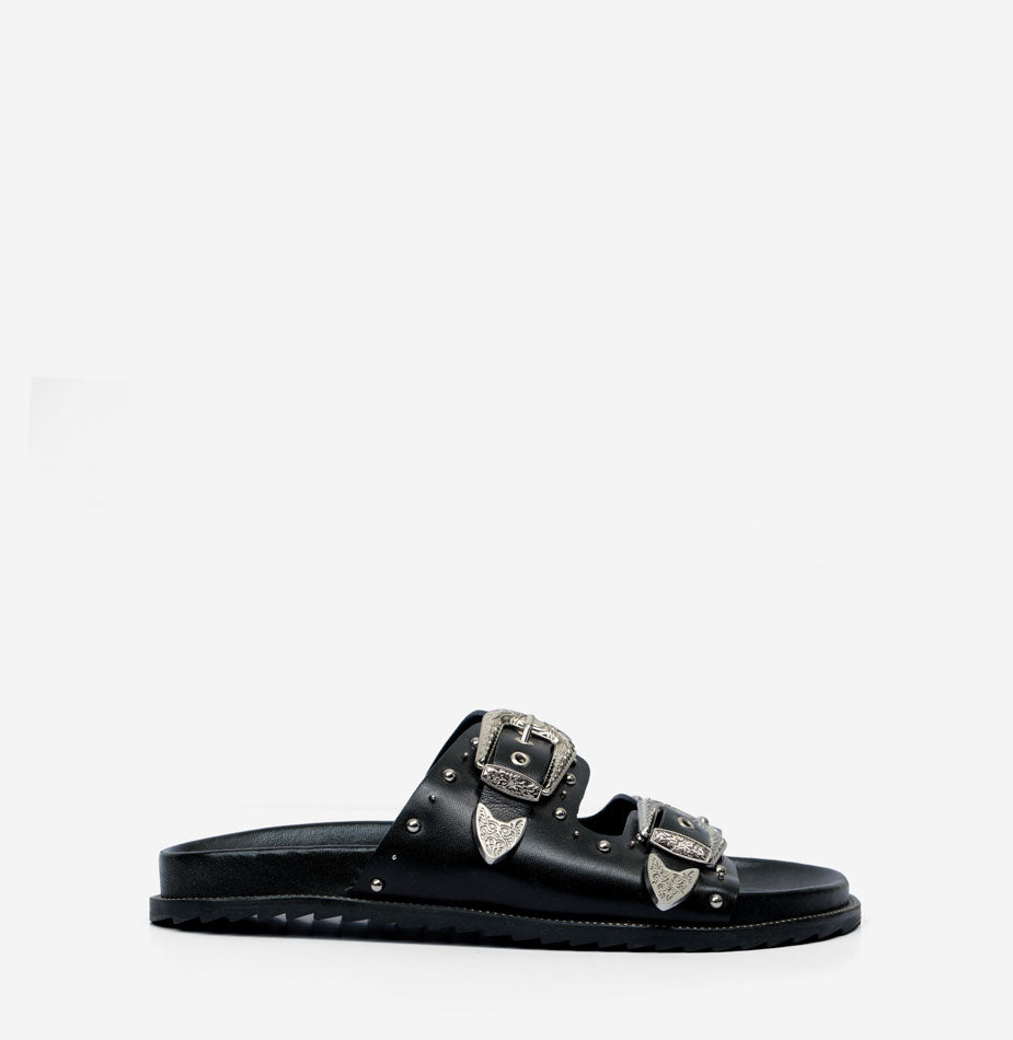 Silver slider sandals hot sale