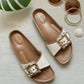 Canvas Buckle Sliders - Tan