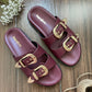 Swifty Sandals - Maroon Gold Buckle