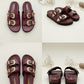 Swifty Sandals - Maroon Gold Buckle