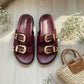Swifty Sandals - Maroon Gold Buckle